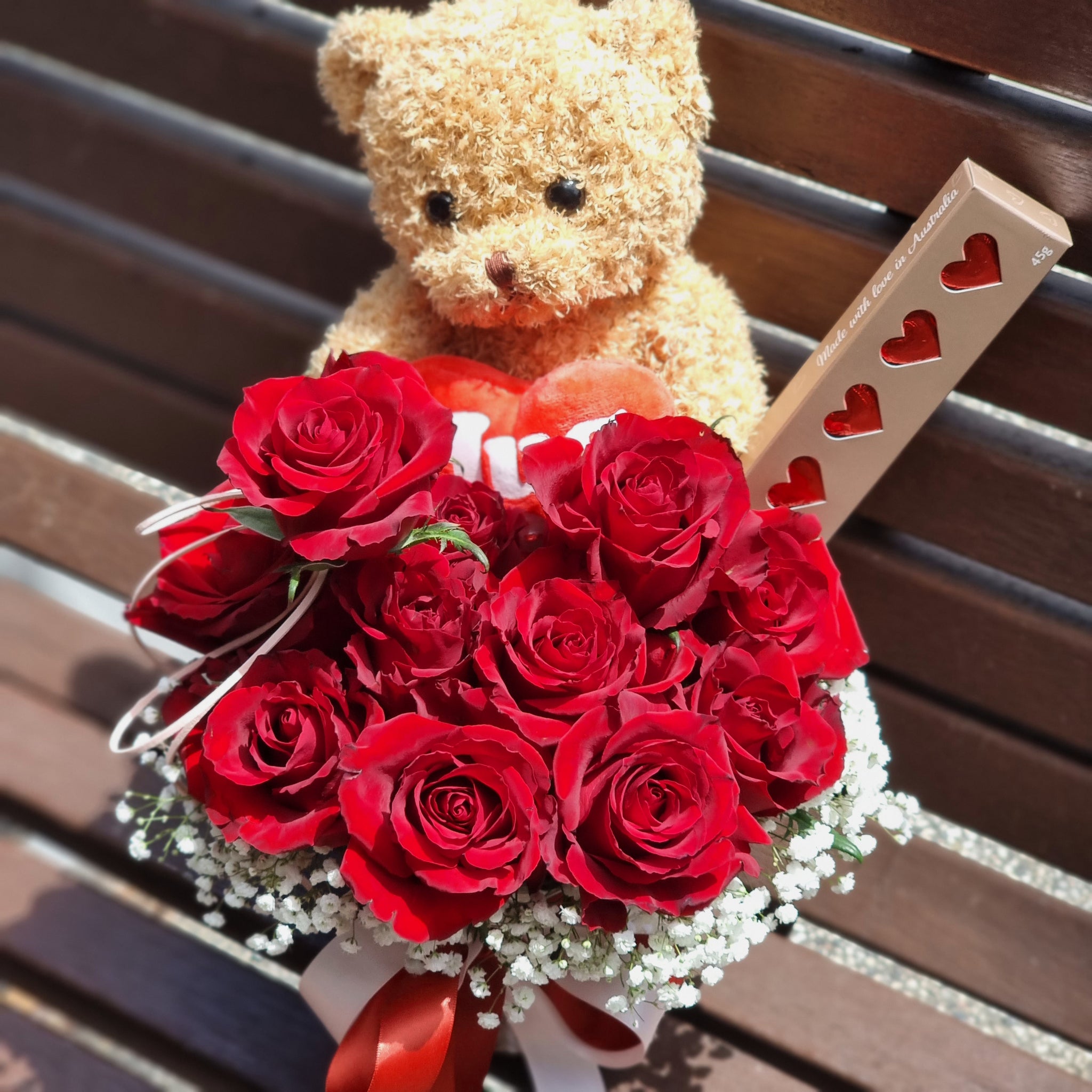 Rose flower teddy bear on sale